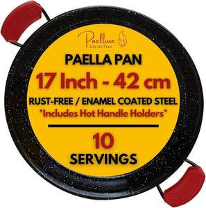 lot 6313 image: Paelluxe Paella Pan - Enamelled Steel Skillet for Propane & Gas Burners, 17