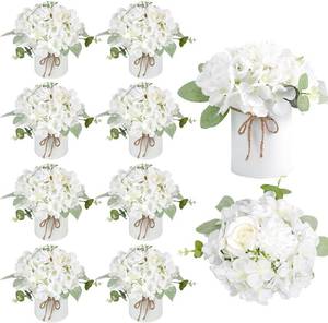 lot 6325 image: Auihiay 10PCS Hydrangea Artificial Flowers Metal Vase for Wedding Decor