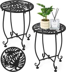 lot 6329 image: Thyle 2 PCS Metal Small Round Side Tables 13-Inch, Weather-Resistant