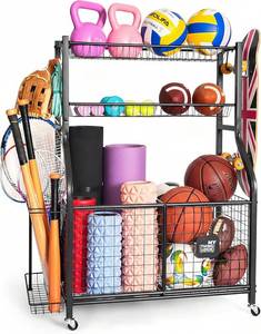lot 6352 image: Mythinglogic Garage Sports Equipment Organizer with Ball Storage, Hooks