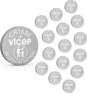 lot 6394 image: 15-Pack CR1632 3V Lithium Coin Cells - For Key Fobs, Watches, Remotes