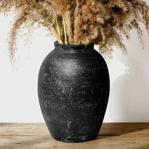 lot 6444 image: Ceramic Rustic Vase, 11-Inch Farmhouse Tall Vase for Home Decor, Black