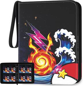 lot 6448 image: Trading Card Binder, 4-Pocket400-Pocket, 50 Sleeves, 3-Ring Zipper Binder