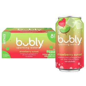 lot 6481 image: bubly Sparkling Water, Strawberry Sunset, 12 Fl Oz Cans (8 Pack)