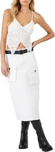 lot 6492 image: Forever 21 Womens Belted Twill Midi Skirt - L