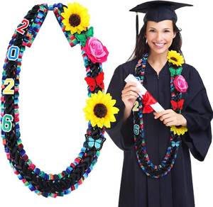 lot 6580 image: Suncalla Mexican Color 71 Graduation Leis Class of 2026 Ribbon Braided Lei