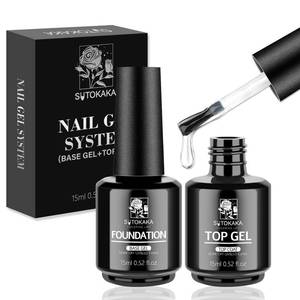 lot 6591 image: SUTOKAKA 2 Pcs 15ml Top Coat & Base Coat Set, Glossy Long-Lasting Gel Polish