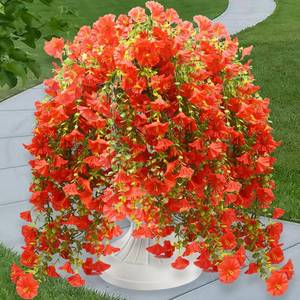 lot 6672 image: 4 Pcs Real-Look Artificial Flowers for Outdoors, UV-Resistant Silk Petunia