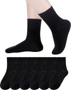 lot 6686 image: Eyean 6-Pack Cotton Kids Athletic Socks for School Uniform
