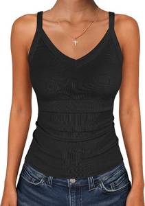 lot 6704 image: ANRABESS D V-neck tank tops women knitted c tel sleeveless, fitted cut - L