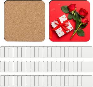 lot 6725 image: 24 Pcs Sublimation Coaster Blanks MDF Cork-Back 3.93 x 3.93 in