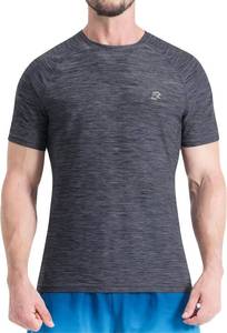 lot 6736 image: EZRUN Mens Quick-Dry Workout Shirts Short Sleeve Rash Guard Gym Athletic - M