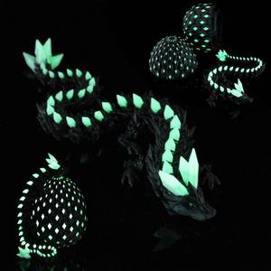 lot 6451 image: 3D Printed Dragon Eggs, Articulated Dragon Egg Fidget Toy, Glow Green