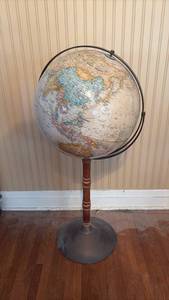 Floor Standing Political Globe with Metal Meridian and Base