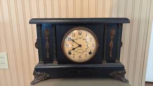 lot 108 image: Sessions Mantel Clock with Dark Case and Decorative Columns