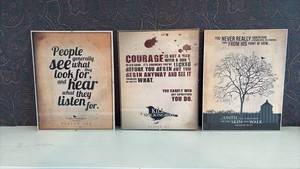 lot 190 image: Set of 3 Literary Quote Wall Art Prints Harper Lee To Kill a Mockingbird 11 by 14 Inches