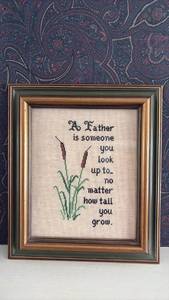 lot 197 image: Sentimental Father Embroidery Sample Framed  Appropriately 12 by 14 Inches