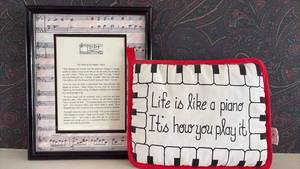 lot 199 image: Piano-Themed Wall Art and Decor Pillow-9 by 7 inches