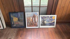lot 253 image: Framed Art Prints Lot of 4 Van Gogh and Monet Reproductions
