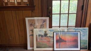 lot 255 image: Claude Monet Framed Art Posters Lot 4 Pieces