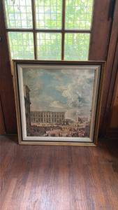 lot 263 image: Wood Framed View Of Quirinale And Piazza Di Monte Cavallo 31 x 29