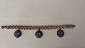 lot 271 image: Vintage Bracelet with Blue Stone Charms and Ornamental Link Chain