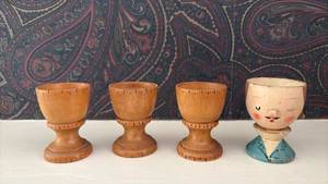 lot 272 image: Vintage Wood Egg Cups
