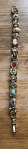lot 311 image: Vintage Victorian Revival Bracelet  Celestial Vintage Moon, Stars, Cameo  Multi Stone Slide Bracelet