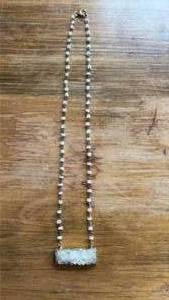 lot 320 image: Beaded Necklace with Textured Rectangular Pendant