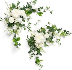 lot 8121 image: Lings moment 2PCS White Sage Arch Flowers Artificial Floral Swags Wedding Centerpieces Faux Flower Garland Greenery Arrangements for Table Backdrop Easel Wall Entryway Outdoor Board