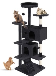 Bestpet 54 in Dark Gray Cat Tree Tower with Scratch Posts Condo and Toys for Active Cats
