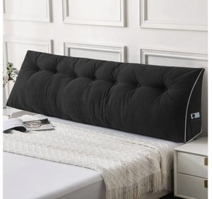 lot 8144 image: Sasttie Headboard Pillow TwinTwin XL, Wedge Pillow Headboard for Dorm, Triangular Daybed Backrest Cushion for Sitting or Reading in Bed, with Removable Washable Cover, Black