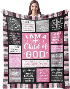 lot 8230 image: CUJUYO Christian Gifts for Women Blanket 40x50 I Am a Child of God Blankets - Inspirational Religious Birthday Catholic Spiritual & Baptism Confirmation Gifts for Girls