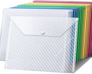 lot 8235 image: 15 Pcs Plastic Envelopes File Folders Document Organizer A4 Letter Size Bill Receipt Paper Holder Organizer Color Envelopes with Snap Closure Document Folders File Bags for School Office (15)