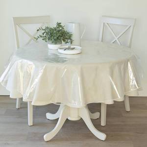 lot 8243 image: Vinyl Tablecloth Hotel PVC Table Cover for Kitchen Dining Indoor Decoration (90 inch Round, Crystal Clear)