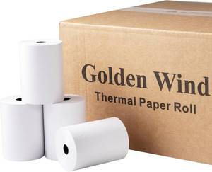 lot 8287 image: 20 Rolls, GOLDEN WIND Thermal Paper Receipt, 3 18x250, Fits most of Cash RegistersPOS Thermal Printers. 80 (W)75mm (Roll diameter).