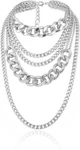 lot 8297 image: CSIYANJRY99 Chunky Gold Necklaces for Women,Multilayer Punk 80s Hip Hop Necklace,Layered Cuban Link Chain Statement Necklace 90s Freaknik Outfit Accessories for Women