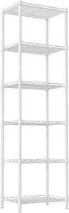 lot 8300 image: REGILLER 6 Wire Shelving Steel Storage Rack Adjustable Unit Shelves for Laundry Bathroom Kitchen Pantry Closet(White,11.7 D x 16.8 W x 63 H)