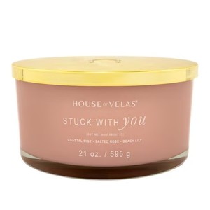 lot 8317 image: House of Velas, Burnable Sensations Candle Collection, Scented Candle, 21oz, 4 Wick Candle Color is yellow