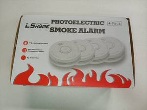 lot 8322 image: LSHOME Photoelectric Smoke Alarm 4 Pack