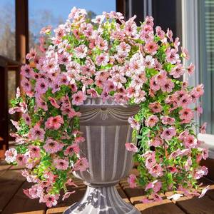 lot 8326 image: INSPRING Artificial Faux Outdoor Outside Flowers Plants, 2 PCS Fake Silk UV Resistant Look Real Pink Daisy Trailing Vines for Front Door Porch Planter Urn Patio Balcony Decoration