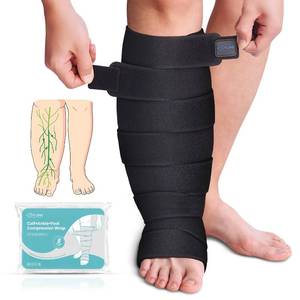 lot 8329 image: Sylong  Swelling Edema Calf & Foot Compression Wrap Adjustable Sleeve For Lower Leg and Foot Lymphedema Circulation (L)