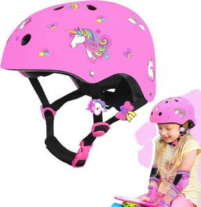 lot 8330 image: Kids Bike Helmet for Girls 3-5-8-14, Unicorn Adjustable Toddler Helmets for Bicycle, Roller Skating, Skateboard, Scooter, Skiing