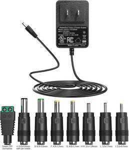 lot 8331 image: 6V DC Power Adapter Charger 6V Power Supply Universal AC Adapter Power Cord with 8 Interchangeable DC Plug for 100mA 300mA 400mA 500mA 600mA 700mA 800mA 900mA 1000mA 1500mA 2000mA Equipment (DC6V-2A)