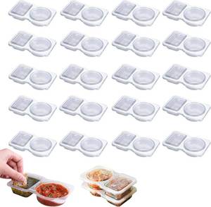 lot 8334 image: Reusable Snack Pack Containers, Double Compartment Snack Containers, Snack Box with Compartments, Thickened and Portable Snack Packs, 2 Compartment Hinged Lid Clear Plastic Portion Cups
