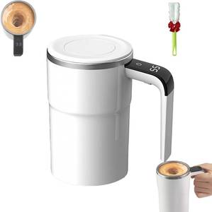 lot 8356 image: Magnetic Automatic Mixing Cup, Automatic Magnetic Stirring Coffee Mug, For Coffee, Milk, And Tea   with Temperature Display & Handle for Home, Office, Travel (White)