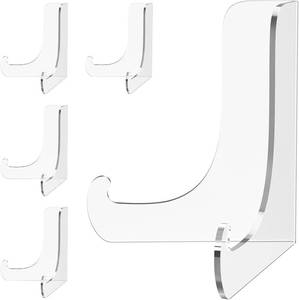 lot 10360 image: Dooiclear 5 Pack Acrylic Display Stand, Plate Stand for Display, Clear Easel Stand, Display Holder for Card, Frame, Picture, Magazine, Book, CD, Phone (Large 4.5 Inch)