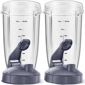 lot 10364 image: MEET JUICE 2-Pack 32oz Replacement Cups with Flip-Top To-Go Lids & Gaskets (4-Inch Diameter) Compatible with NutriBullet 600W900W SeriesNOT for Magic Bullet,Lean, RX