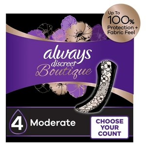 lot 8382 image: Always Discreet Boutique Incontinence Pads, Moderate Absorbency, Regular Length, 48 CT