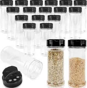 lot 8386 image: 20 Pack 6 oz Plastic Spice Jars with Black Shaker Cap Clear Empty Spice Bottles with Shaker Lids Seasoning Container for Storing Spice Seasoning Powder